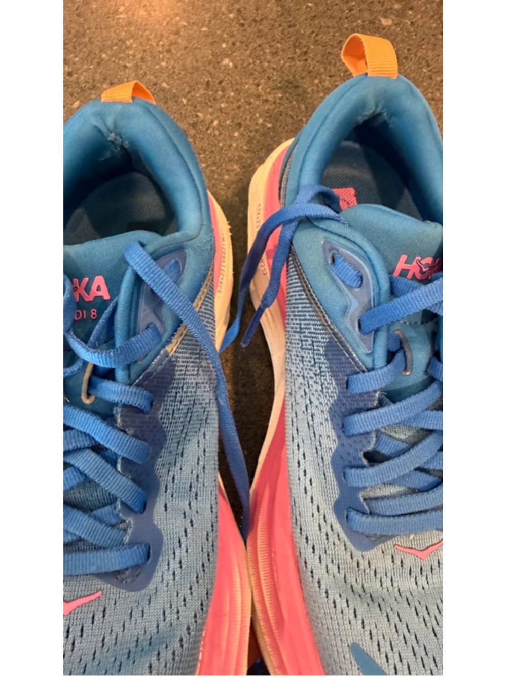 Hoka Bondi 8 Blue Pink Orange Women's Running Shoes Size 6.5 - Picture 13 of 14